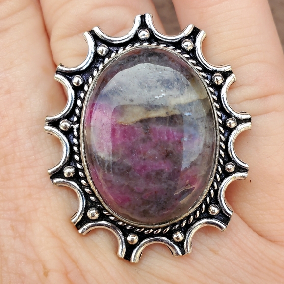 New Natural Pink Tourmaline 13 Moon 925 Silver Ring. - Picture 12 of 16